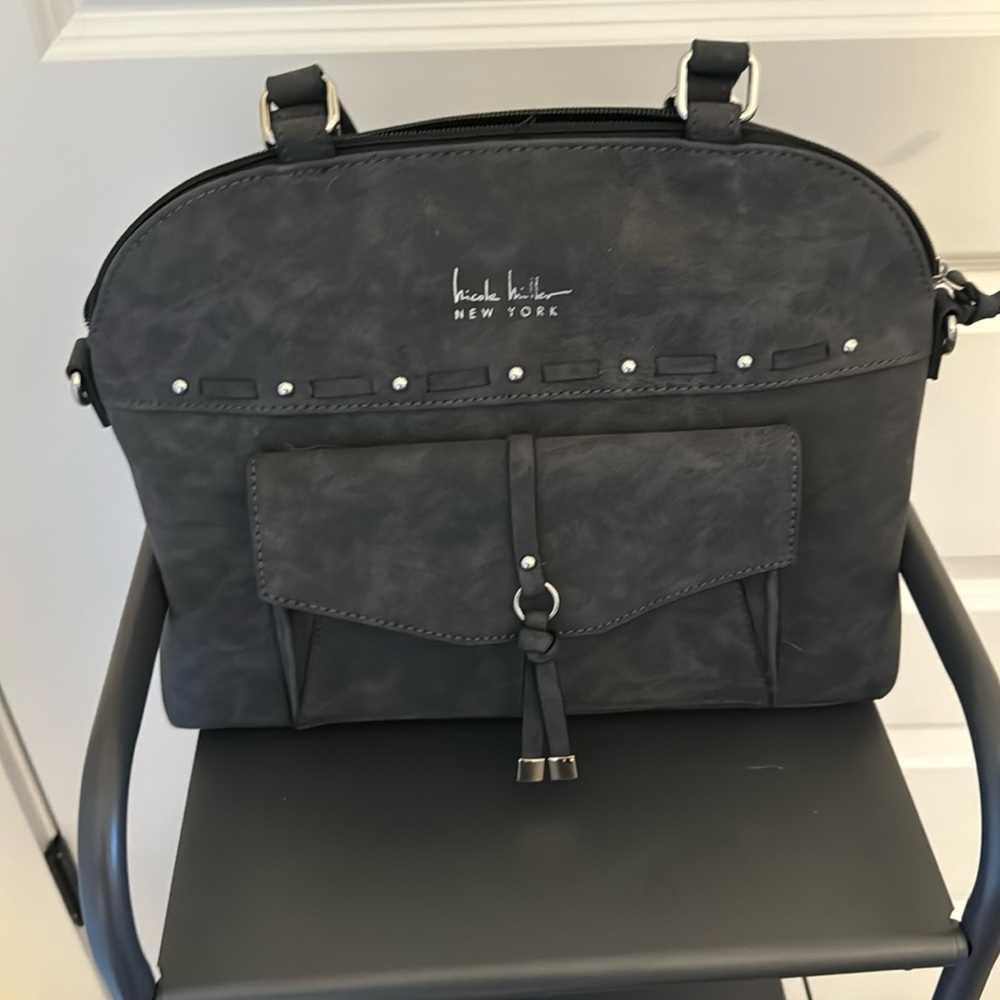 Nicole Miller Charcoal Gray Dome Crossbody Bag